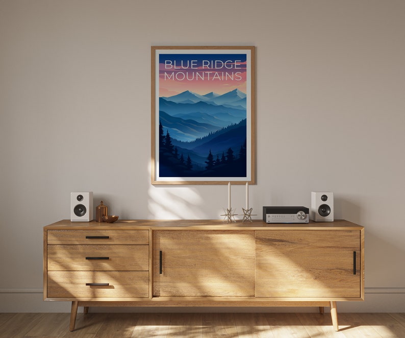 Blue Ridge Travel Poster, Nature Art, Nature Print, Blue Ridge Poster, Mountain Poster