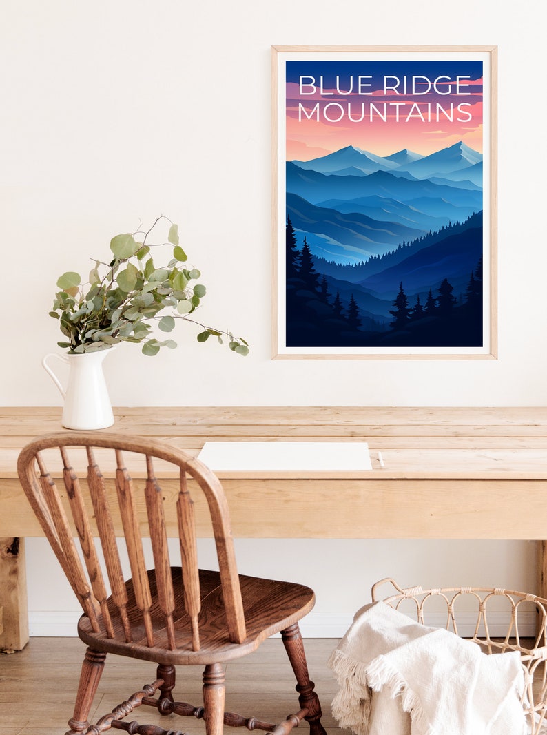 Blue Ridge Travel Poster, Nature Art, Nature Print, Blue Ridge Poster, Mountain Poster