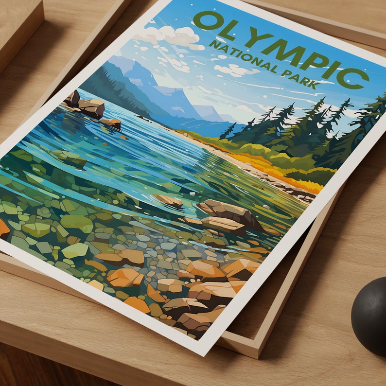 Olympic National Park Poster, Washington Art, Olympic Print, Olympic Poster, Nature Poster, Wilderness Poster