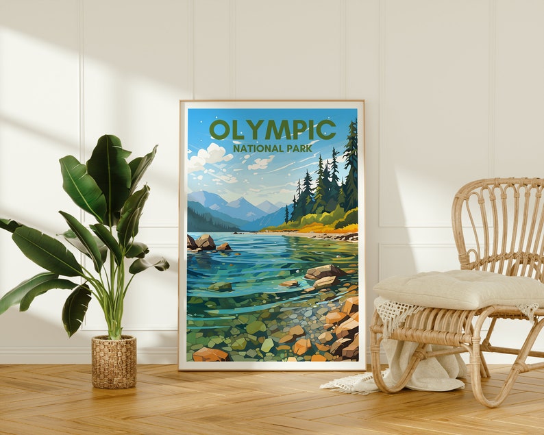 Olympic National Park Poster, Washington Art, Olympic Print, Olympic Poster, Nature Poster, Wilderness Poster