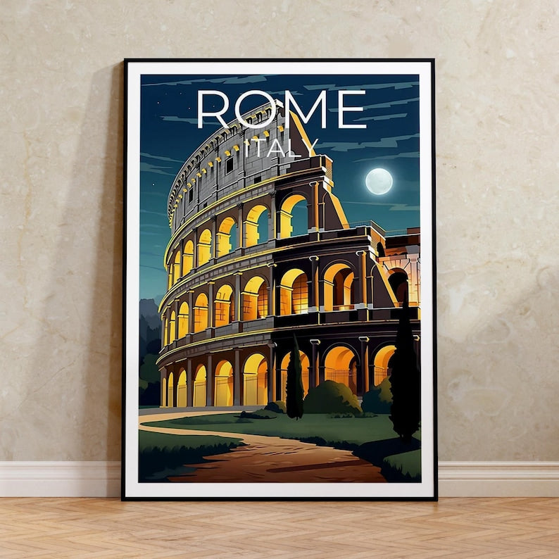 Rome Travel Poster, Colosseum Wall Art, Colosseum Print, Rome Poster, Europe Poster, City Poster, Rome Art