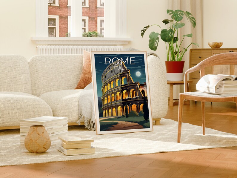 Rome Travel Poster, Colosseum Wall Art, Colosseum Print, Rome Poster, Europe Poster, City Poster, Rome Art