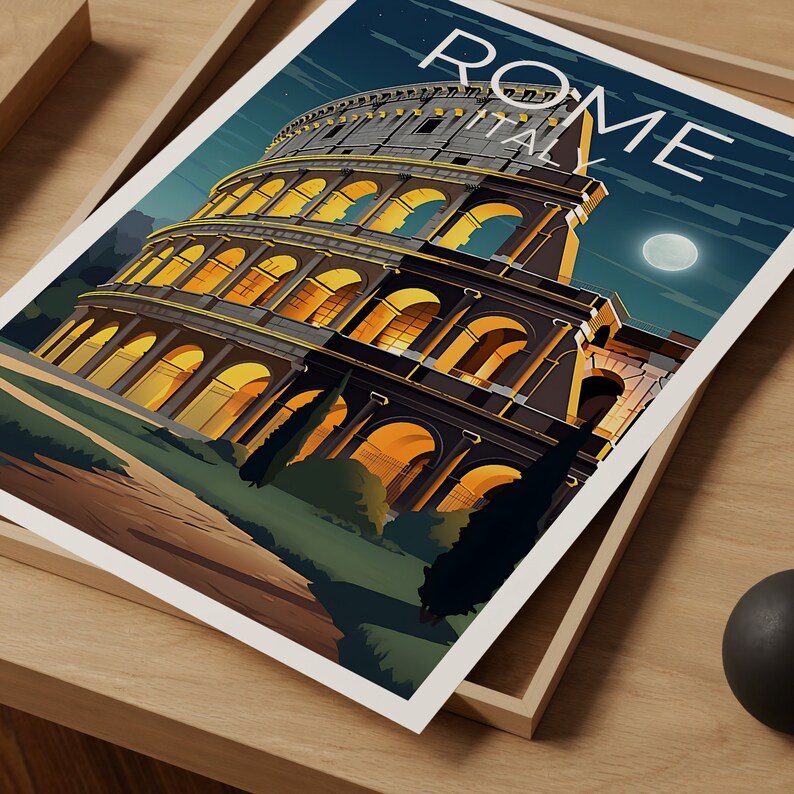 Rome Travel Poster, Colosseum Wall Art, Colosseum Print, Rome Poster, Europe Poster, City Poster, Rome Art