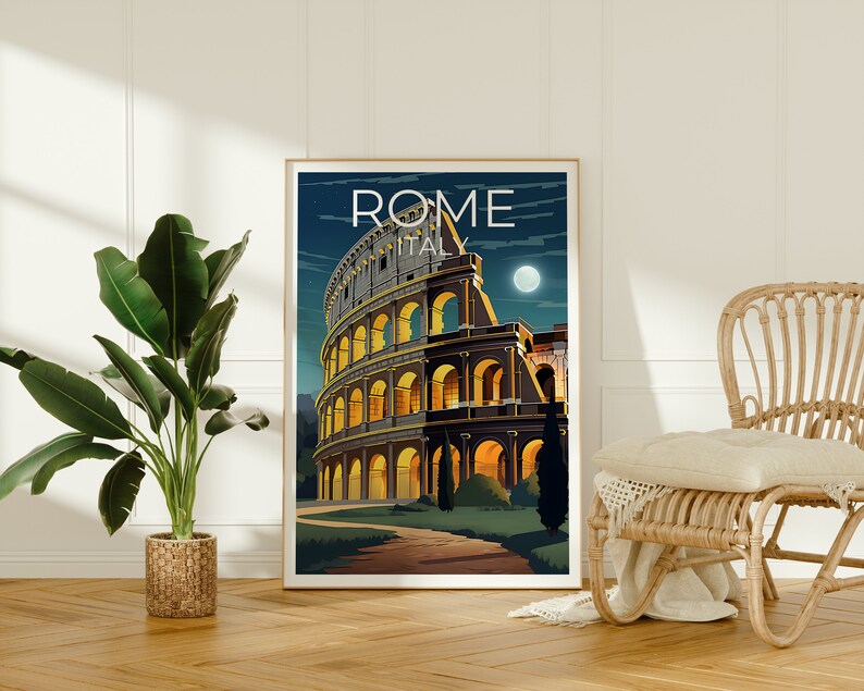 Rome Travel Poster, Colosseum Wall Art, Colosseum Print, Rome Poster, Europe Poster, City Poster, Rome Art