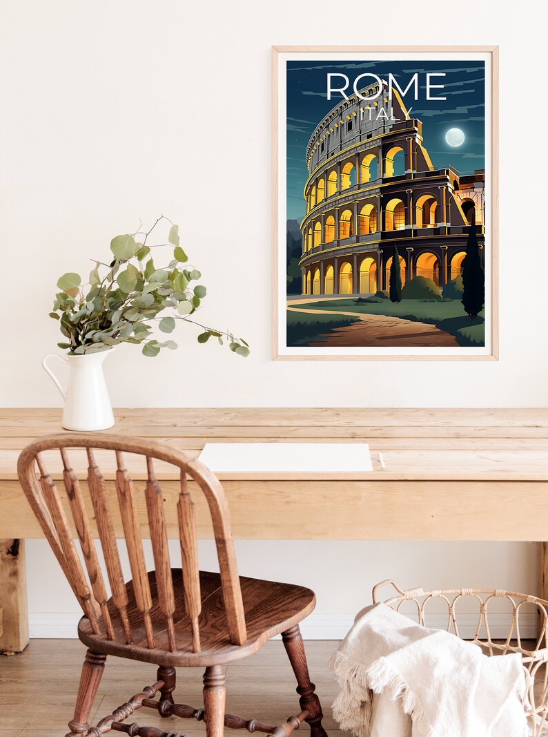 Rome Travel Poster, Colosseum Wall Art, Colosseum Print, Rome Poster, Europe Poster, City Poster, Rome Art