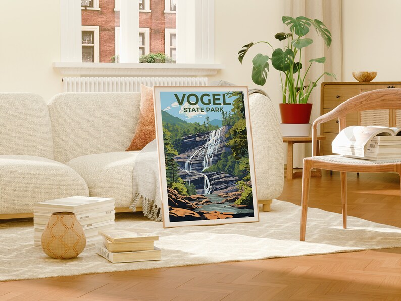 Vogel State Park Travel Poster, Georgia Wall Art, Georgia Print, Vogel State Park Poster, Waterfall Poster, Nature Poster, Vogel Art