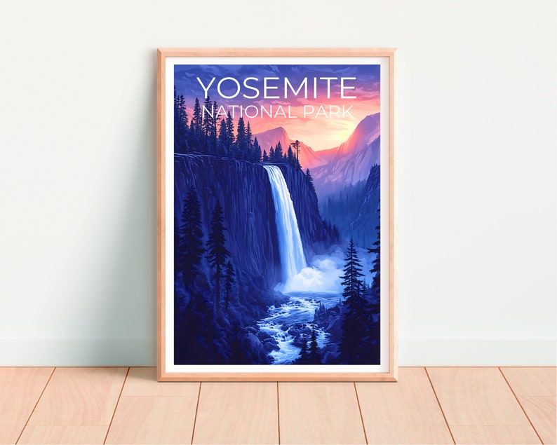 Affiche du parc national de Yosemite, impression de Yosemite, affiche de Californie, impression de Californie, affiche de voyage de Yosemite, art de la montagne, art de Yosemite