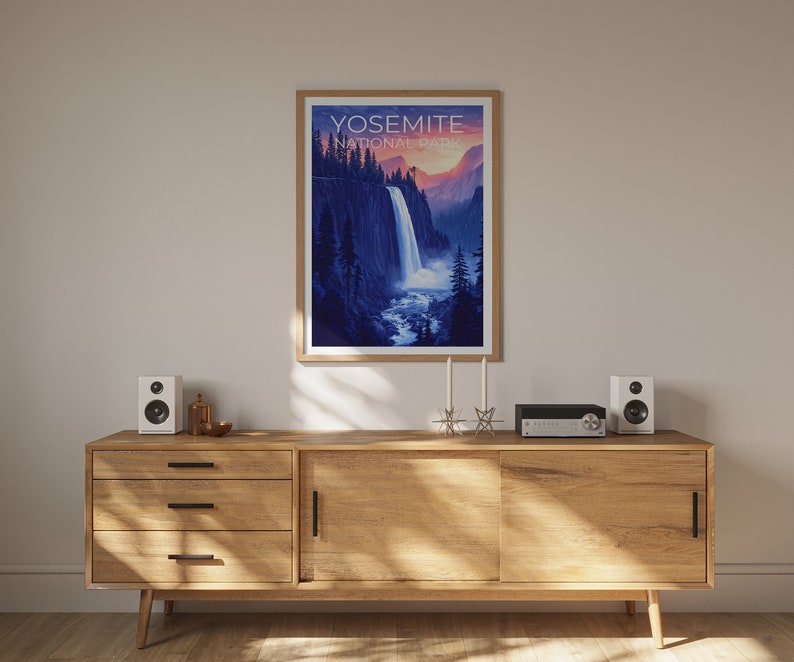 Affiche du parc national de Yosemite, impression de Yosemite, affiche de Californie, impression de Californie, affiche de voyage de Yosemite, art de la montagne, art de Yosemite