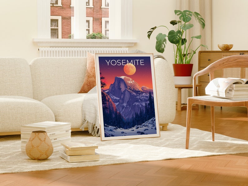 Affiche du parc national de Yosemite, impression Yosemite, affiche Half Dome, impression Half Dome, affiche de voyage Yosemite, affiche Californie, art Yosemite
