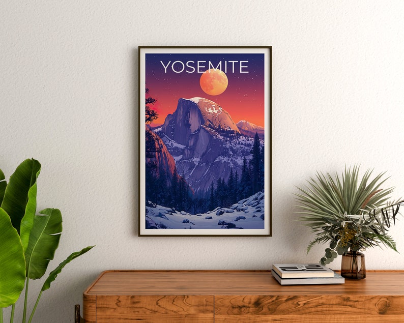 Affiche du parc national de Yosemite, impression Yosemite, affiche Half Dome, impression Half Dome, affiche de voyage Yosemite, affiche Californie, art Yosemite