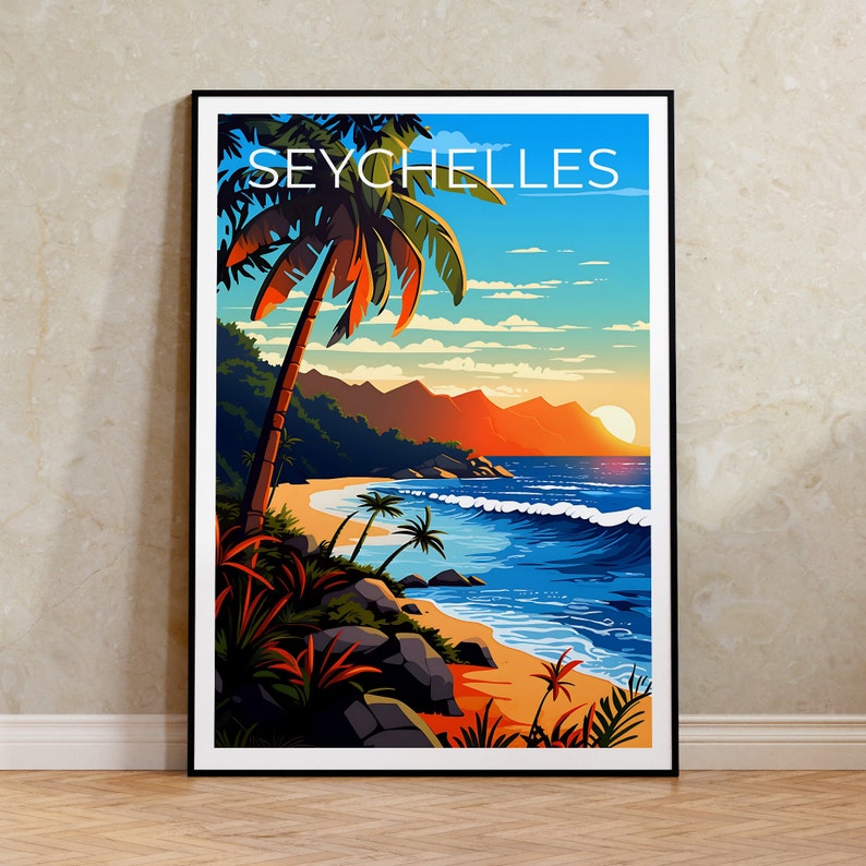 Seychelles Travel Poster, Africa Wall Art, Africa Print, Seychelles Poster, Africa Poster, Seychelles Art