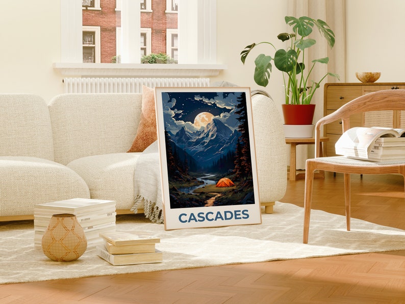 Affiche de voyage Cascades, Art mural de montagne, Impression de montagne, Affiche Cascades, Affiche de montagne, Affiche nature, Art Cascades