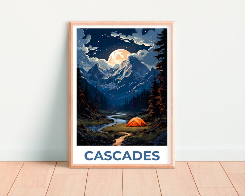 Affiche de voyage Cascades, Art mural de montagne, Impression de montagne, Affiche Cascades, Affiche de montagne, Affiche nature, Art Cascades