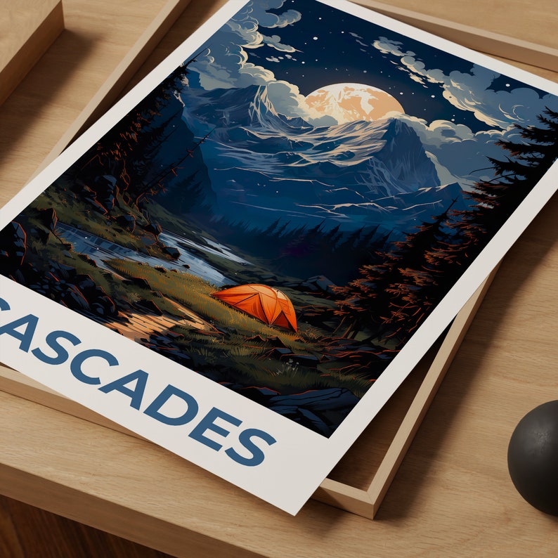 Affiche de voyage Cascades, Art mural de montagne, Impression de montagne, Affiche Cascades, Affiche de montagne, Affiche nature, Art Cascades