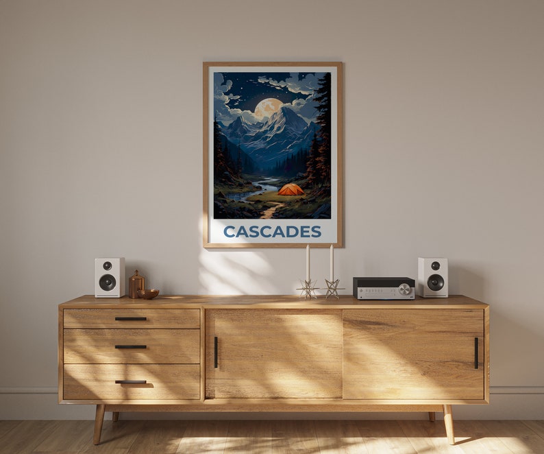 Affiche de voyage Cascades, Art mural de montagne, Impression de montagne, Affiche Cascades, Affiche de montagne, Affiche nature, Art Cascades