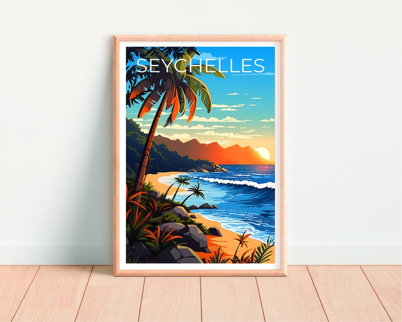 Seychelles Travel Poster, Africa Wall Art, Africa Print, Seychelles Poster, Africa Poster, Seychelles Art