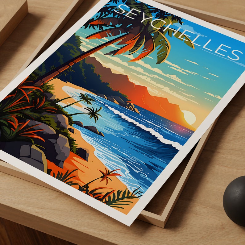 Seychelles Travel Poster, Africa Wall Art, Africa Print, Seychelles Poster, Africa Poster, Seychelles Art