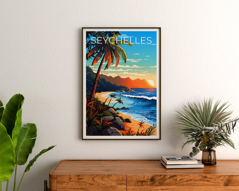 Seychelles Travel Poster, Africa Wall Art, Africa Print, Seychelles Poster, Africa Poster, Seychelles Art