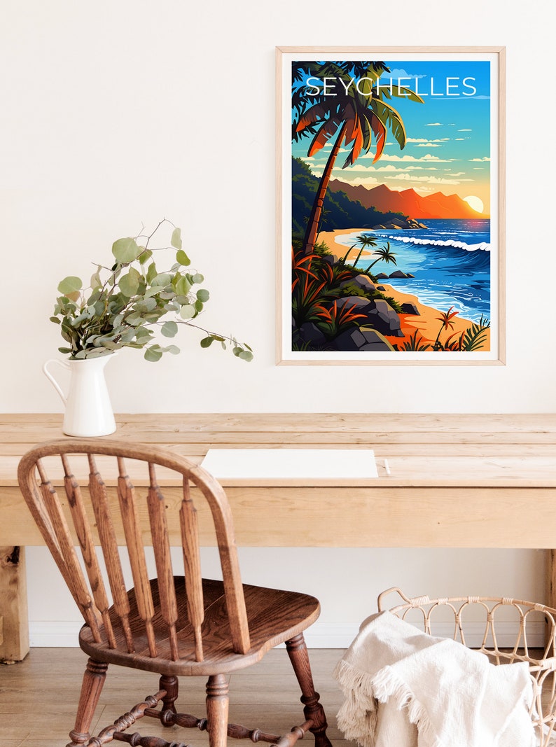 Seychelles Travel Poster, Africa Wall Art, Africa Print, Seychelles Poster, Africa Poster, Seychelles Art
