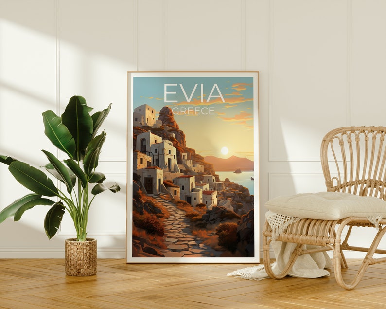Evia Travel Poster, Greece Wall Art, Greece Print, Evia Poster, Greece Poster, Euboea Poster, Evia Art