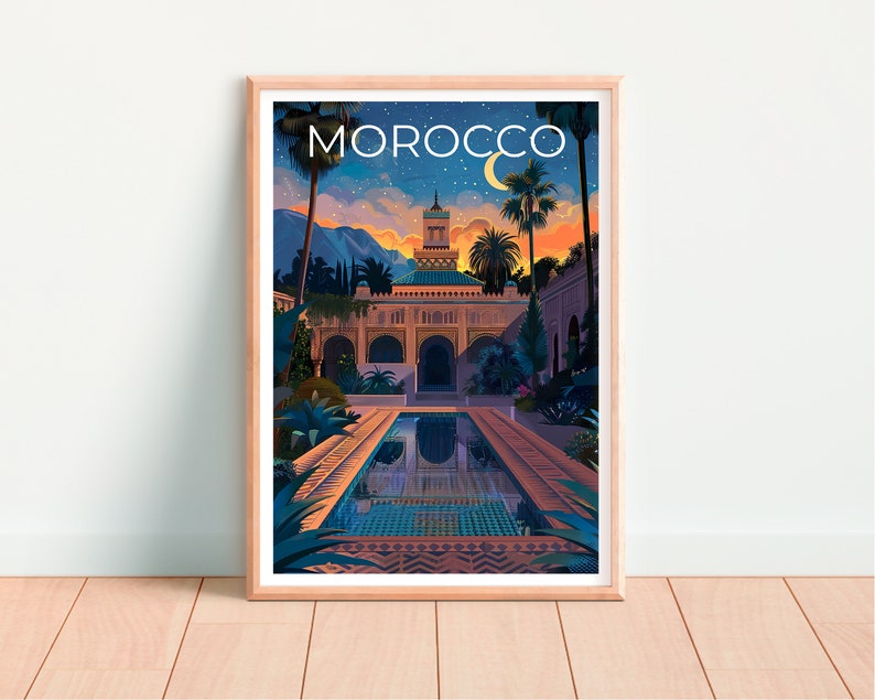 Affiche de voyage du Maroc, Art mural du Maroc, Impression du Maroc, Affiche du Maroc, Affiche d'Afrique, Affiche du Moyen-Orient, Art du Maroc