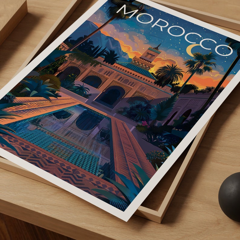 Affiche de voyage du Maroc, Art mural du Maroc, Impression du Maroc, Affiche du Maroc, Affiche d'Afrique, Affiche du Moyen-Orient, Art du Maroc