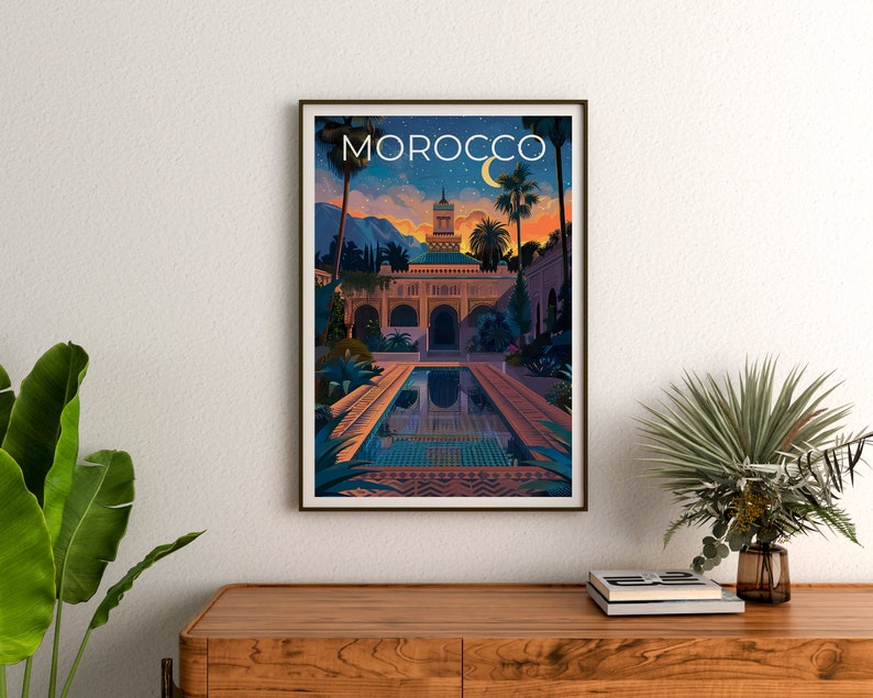 Affiche de voyage du Maroc, Art mural du Maroc, Impression du Maroc, Affiche du Maroc, Affiche d'Afrique, Affiche du Moyen-Orient, Art du Maroc