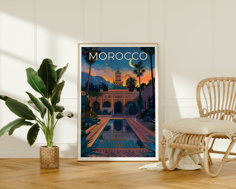 Affiche de voyage du Maroc, Art mural du Maroc, Impression du Maroc, Affiche du Maroc, Affiche d'Afrique, Affiche du Moyen-Orient, Art du Maroc
