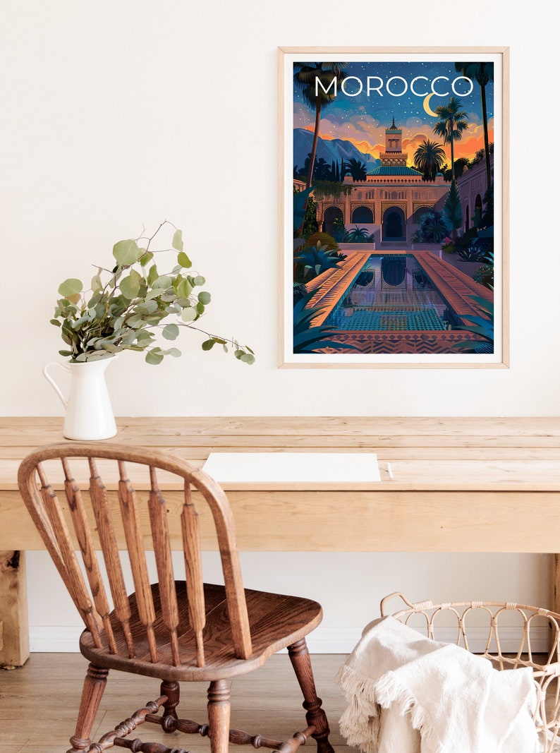 Affiche de voyage du Maroc, Art mural du Maroc, Impression du Maroc, Affiche du Maroc, Affiche d'Afrique, Affiche du Moyen-Orient, Art du Maroc