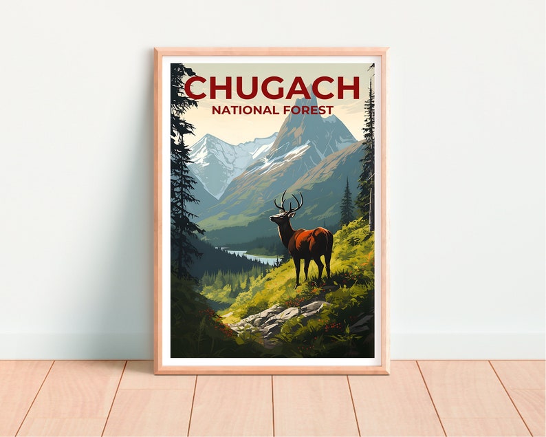 Chugach Reiseposter, Alaska Wandkunst, Alaska Druck, Chugach Poster, Alaska Poster, Natur Poster, Chugach Kunst