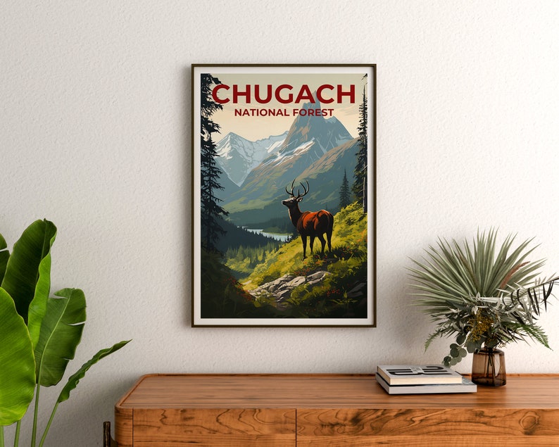 Chugach Reiseposter, Alaska Wandkunst, Alaska Druck, Chugach Poster, Alaska Poster, Natur Poster, Chugach Kunst