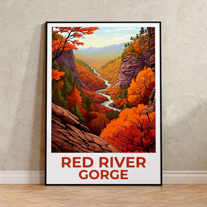 Red River Gorge Travel Poster, Kentucky Wall Art, Kentucky Print, Red River Gorge Poster, Kentucky Poster, Red River Gorge Print