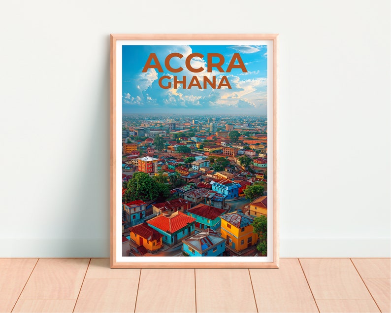 Affiche d'Accra, Impression d'Accra, Affiche du Ghana, Impression du Ghana, Affiche de voyage d'Accra, Affiche d'Afrique, Art du Ghana