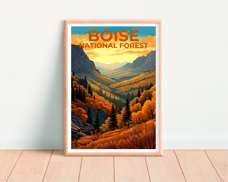 Boise National Forest Poster, Idaho Print, Idaho Art, Boise National Forest Print, Boise National Forest Travel Poster, Idaho Gift