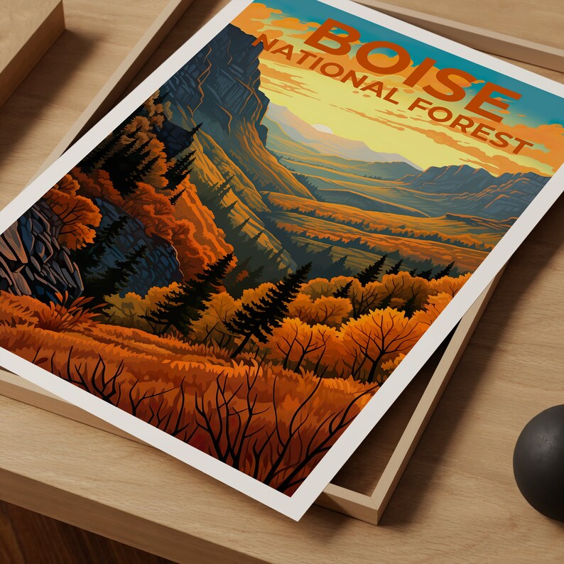 Boise National Forest Poster, Idaho Print, Idaho Art, Boise National Forest Print, Boise National Forest Travel Poster, Idaho Gift