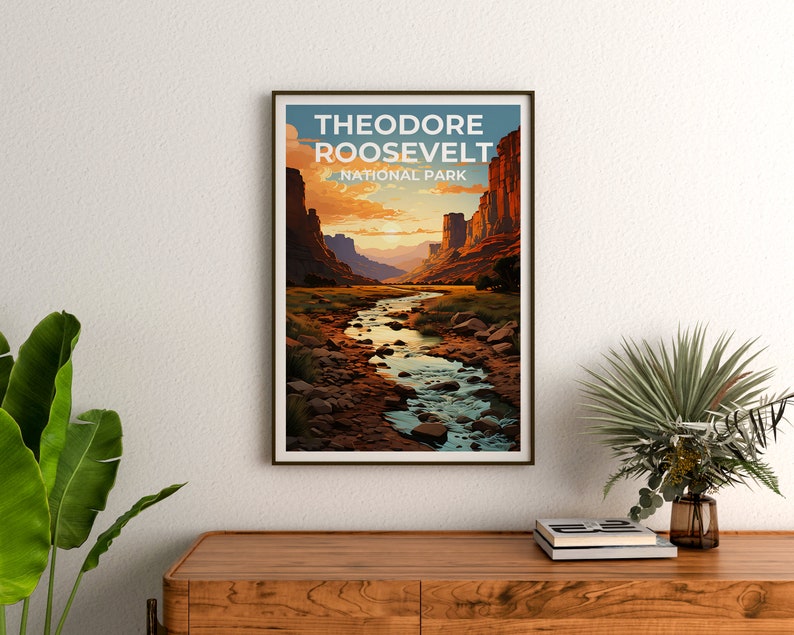 Affiche de voyage de Theodore Roosevelt, art mural du Dakota du Nord, impression du Dakota du Nord, affiche de Theodore Roosevelt, affiche du Dakota du Nord