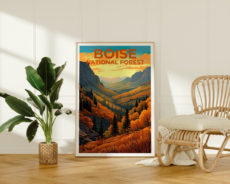Boise National Forest Poster, Idaho Print, Idaho Art, Boise National Forest Print, Boise National Forest Travel Poster, Idaho Gift