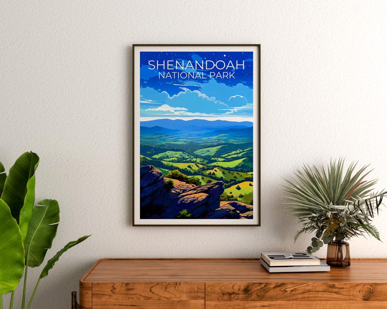 Shenandoah National Park Travel Print Virginia Poster Blue Ridge Wall Art Forest Illustration Shenandoah Poster Home Decor Birthday Gift