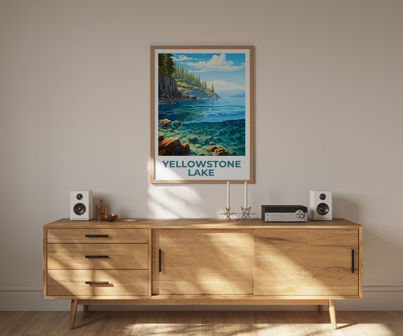Affiche du lac Yellowstone, Impression du lac Yellowstone, Affiche du Wyoming, Impression du Wyoming, Affiche de voyage du lac Yellowstone, Affiche du lac