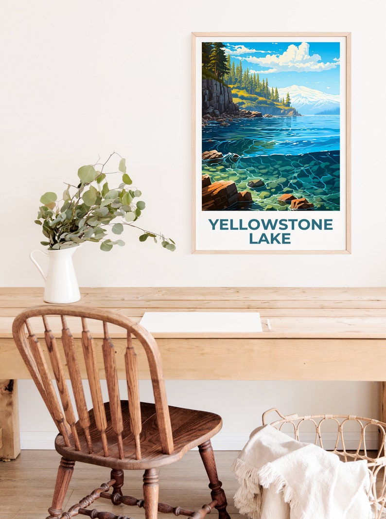 Affiche du lac Yellowstone, Impression du lac Yellowstone, Affiche du Wyoming, Impression du Wyoming, Affiche de voyage du lac Yellowstone, Affiche du lac