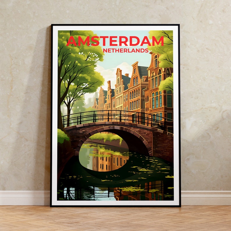 Amsterdam Travel Poster, Netherlands Wall Art, Netherlands Print, Amsterdam Poster, Netherlands Poster, City Poster, Amsterdam Art