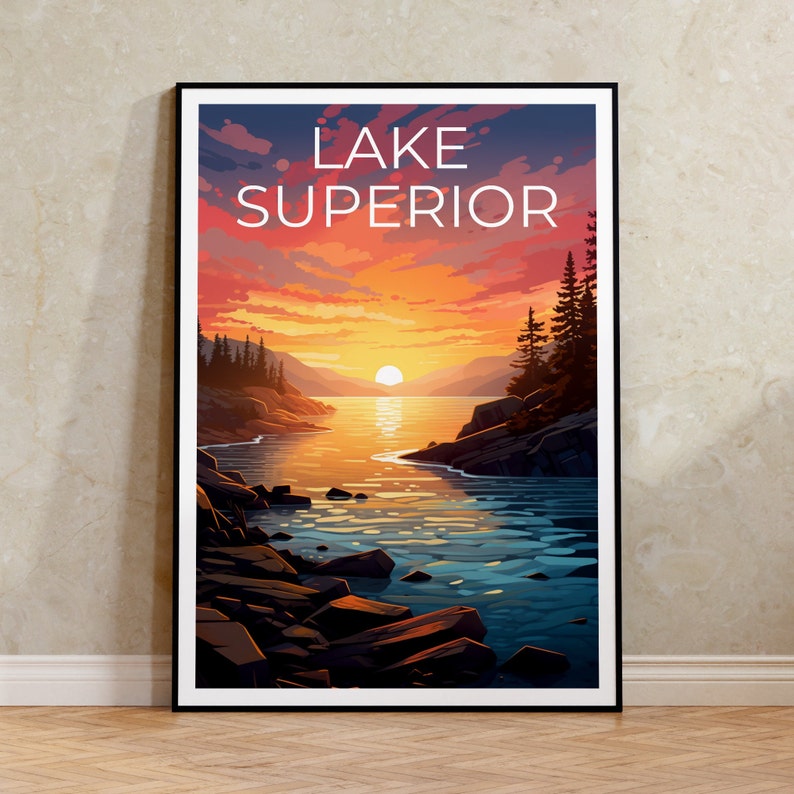 Lake Superior Travel Poster, Great Lakes Wall Art, Great Lakes Print, Lake Superior Poster, Great Lakes Poster, Lake Superior Print