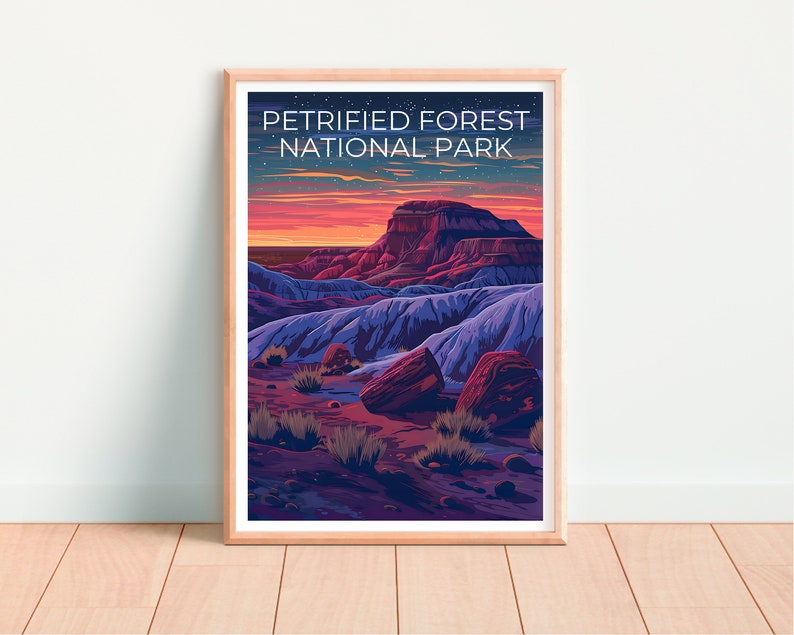 Affiche du parc national de Petrified Forest, impression de la forêt pétrifiée, affiche de l'Arizona, impression de l'Arizona, affiche de voyage de la forêt pétrifiée, art de l'Arizona