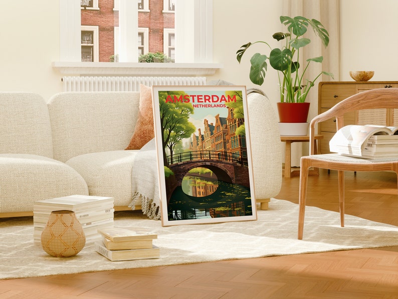 Amsterdam Travel Poster, Netherlands Wall Art, Netherlands Print, Amsterdam Poster, Netherlands Poster, City Poster, Amsterdam Art
