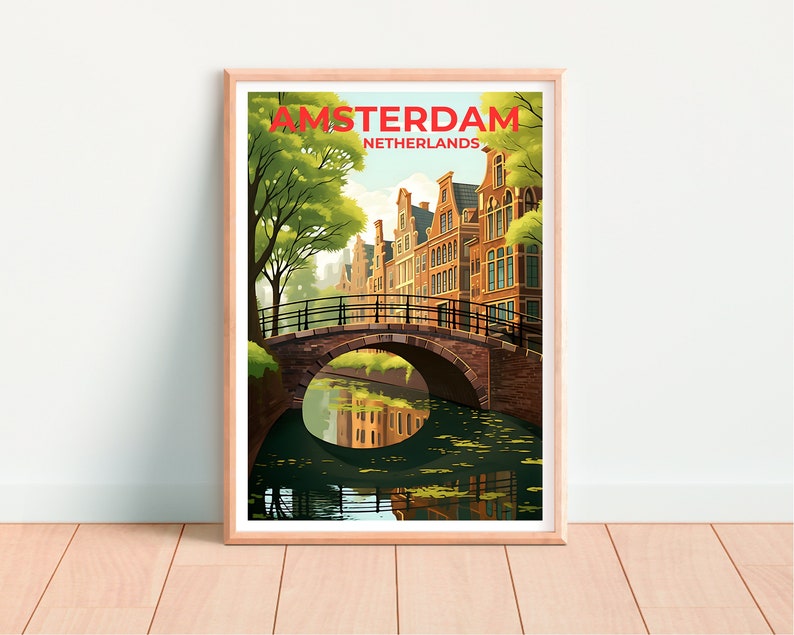 Amsterdam Travel Poster, Netherlands Wall Art, Netherlands Print, Amsterdam Poster, Netherlands Poster, City Poster, Amsterdam Art