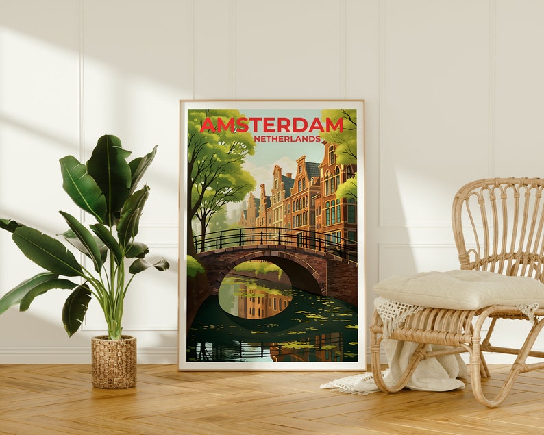 Amsterdam Travel Poster, Netherlands Wall Art, Netherlands Print, Amsterdam Poster, Netherlands Poster, City Poster, Amsterdam Art