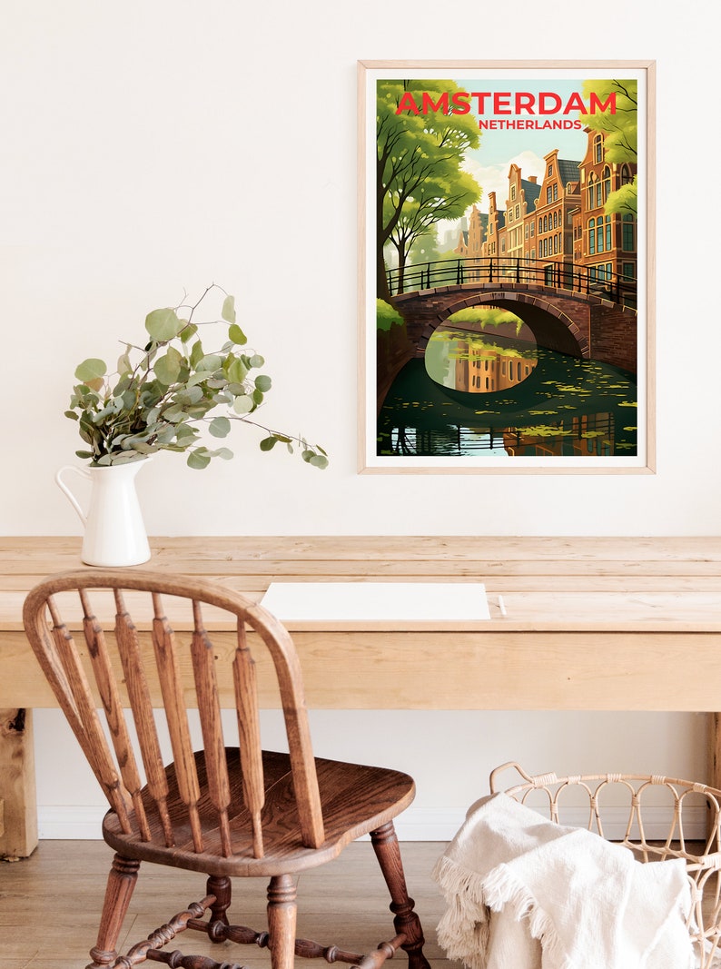 Amsterdam Travel Poster, Netherlands Wall Art, Netherlands Print, Amsterdam Poster, Netherlands Poster, City Poster, Amsterdam Art