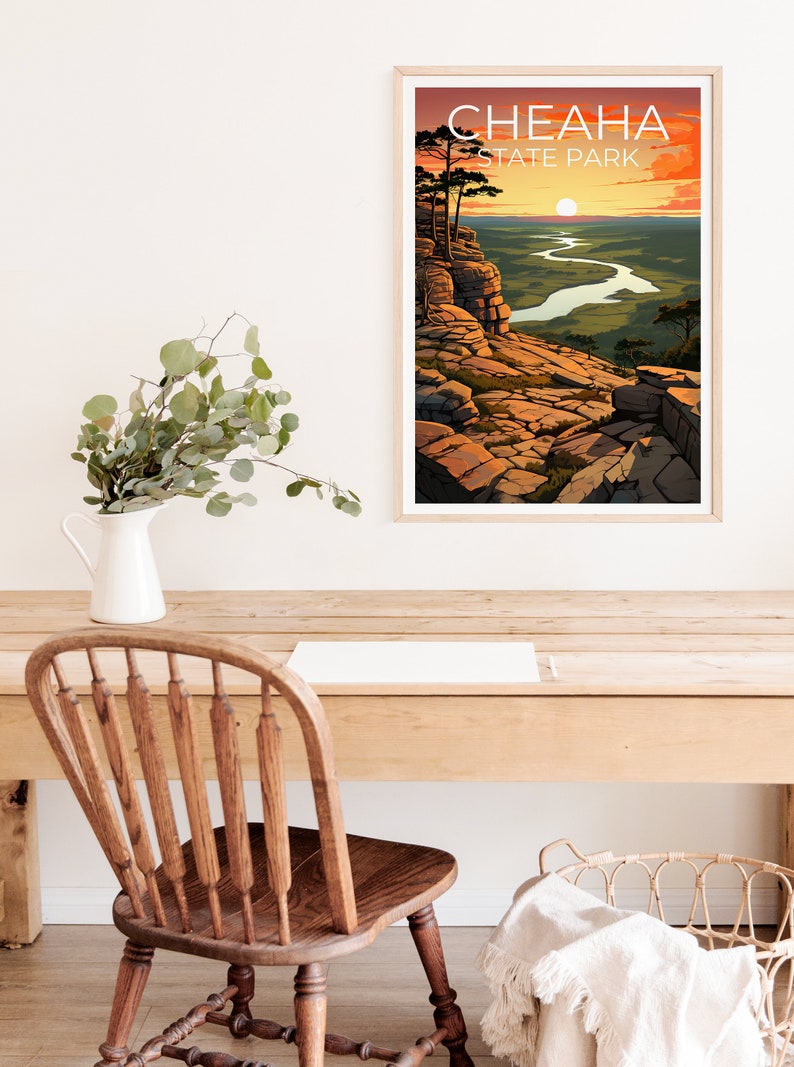 Affiche de voyage Cheaha Park, Art mural Alabama, Impression Alabama, Affiche Cheaha Park, Affiche Alabama, Affiche Forêt, Art Cheaha Park