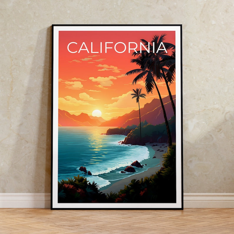 California Poster, California Print, Coast Poster, Coast Print, California Travel Poster, Coast Art, Coast Art