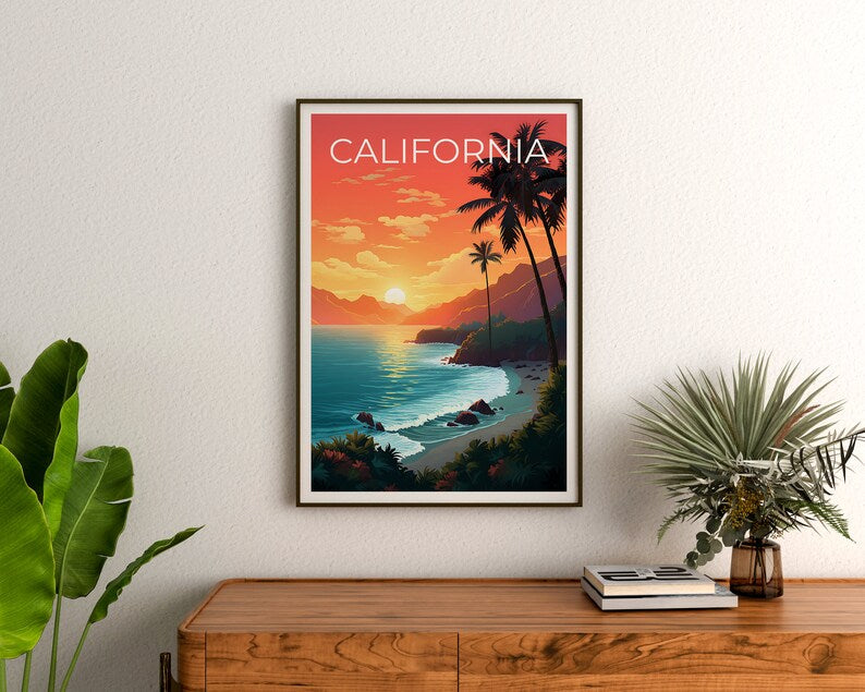 Affiche de Californie, Impression de Californie, Affiche de la côte, Impression de la côte, Affiche de voyage en Californie, Art de la côte, Art de la côte